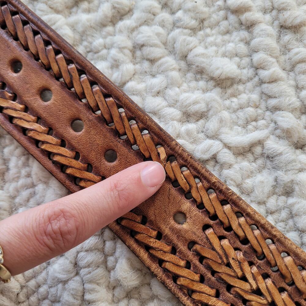 Vintage Braided Leather Belt Sz 34 - Picture 4 of 7